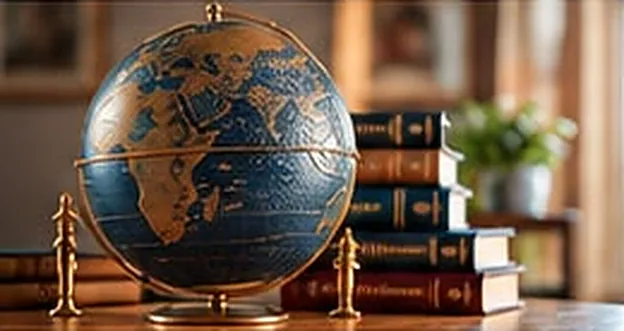 Globe and law books representing international law